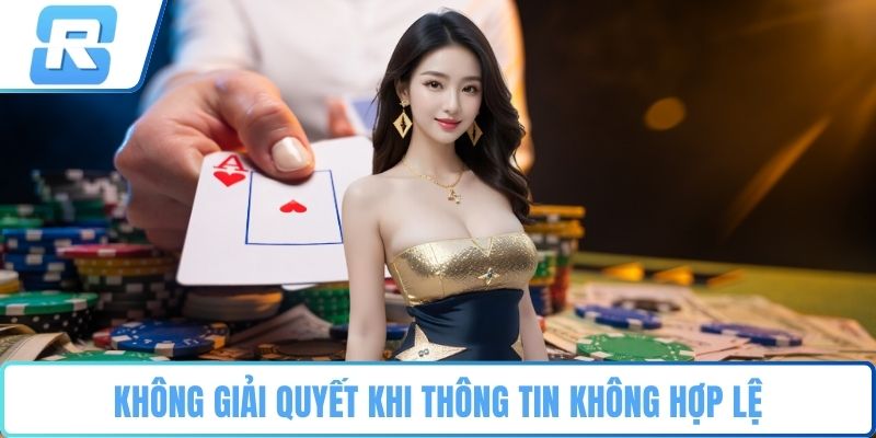 Miễn trừ trách nhiệm RS8CASINO Không giải quyết khi thông tin không hợp lệ